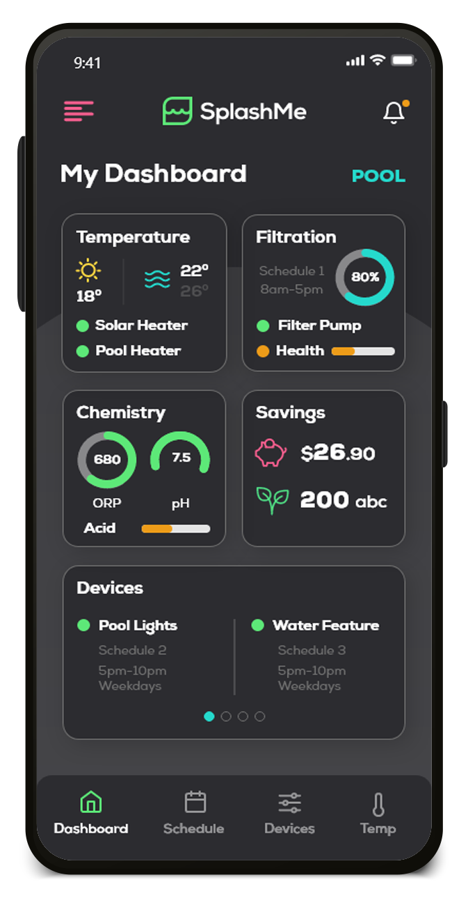 SplashMe Pool Automation Phone App